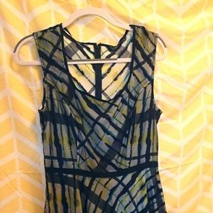 eShakti abstract watercolor tulle-layered dress